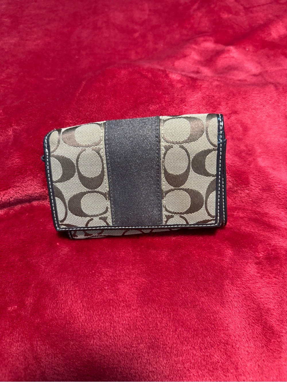 Coach Signature Canvas Trifold Wallet in Brown and Khaki